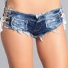 Strings Attached Shorts – Front Button Cotton-Blend (Blue)