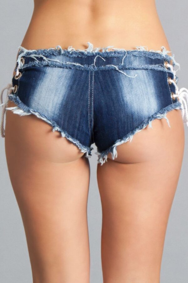 Strings Attached Shorts – Front Button Cotton-Blend (Blue)