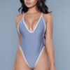 Payton One-Piece Swimsuit – Plunging V with Contrast Trim