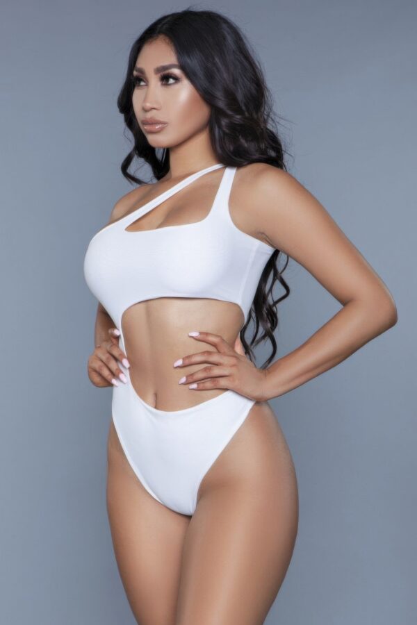 Quinn One-Shoulder Swimsuit with Cut-Outs – Black or White