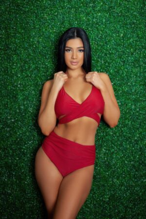 Francesca Wrap-Halter Swimsuit – High-Waist Ruched Bottoms