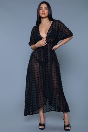 Alice Swiss Dot Kimono Cover-Up Maxi Dress