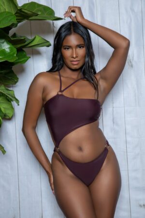 Sofia One-Shoulder Cut-Out Swimsuit with Metal Rings