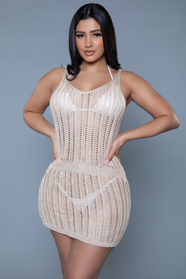 Josephine Crochet Mini Dress – V-Neck Beach Cover-Up