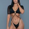 Elena Swimsuit – Deep V, Mesh Sleeves & Strappy Cutouts