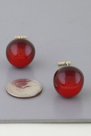 Deep Cherry Oversized Stud Earrings – Glossy Red