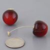 Deep Cherry Oversized Stud Earrings – Glossy Red