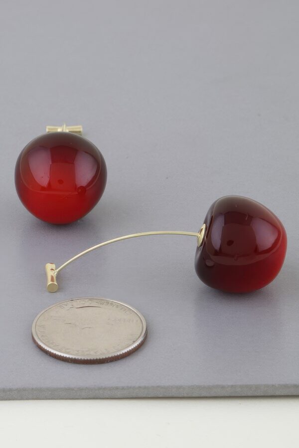 Deep Cherry Oversized Stud Earrings – Glossy Red