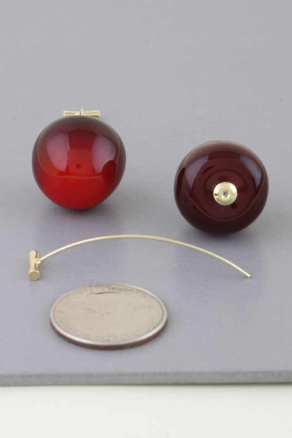 Deep Cherry Oversized Stud Earrings – Glossy Red