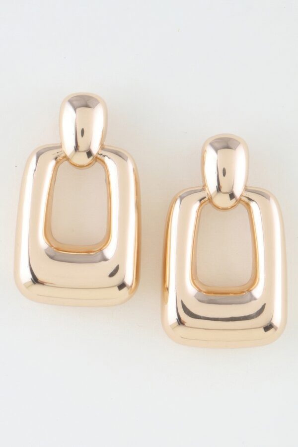 Polished Geometric Frame Drop Earrings – Shiny Finish