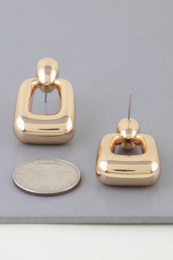 Polished Geometric Frame Drop Earrings – Shiny Finish