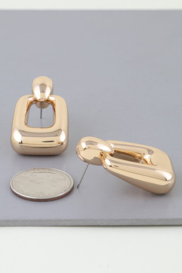 Polished Geometric Frame Drop Earrings – Shiny Finish