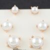 3-Pair Faux Pearl Stud Earring Set – Gold-Tone
