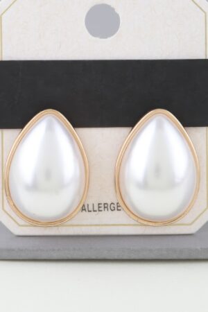 Pearl Teardrop Earrings with Gold-Tone Frame
