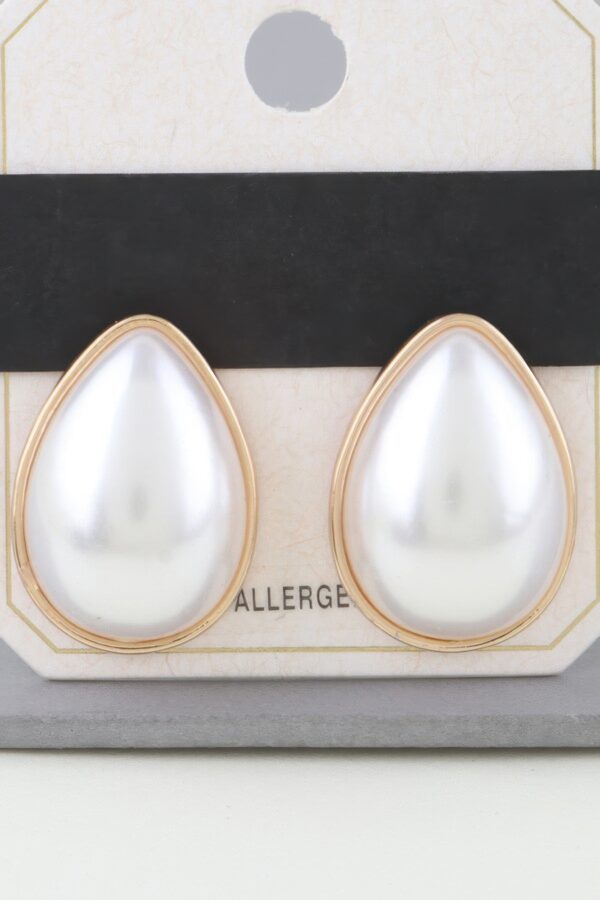 Pearl Teardrop Earrings with Gold-Tone Frame