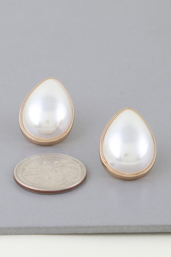 Pearl Teardrop Earrings with Gold-Tone Frame