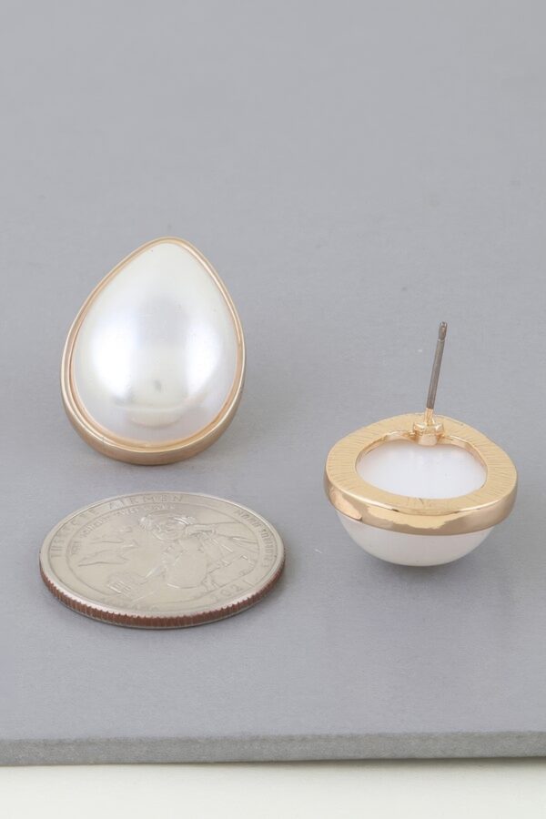 Pearl Teardrop Earrings with Gold-Tone Frame