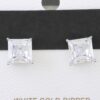 Square-Cut Silver Cubic Zirconia Stud Earrings