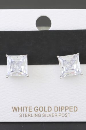 Square-Cut Silver Cubic Zirconia Stud Earrings
