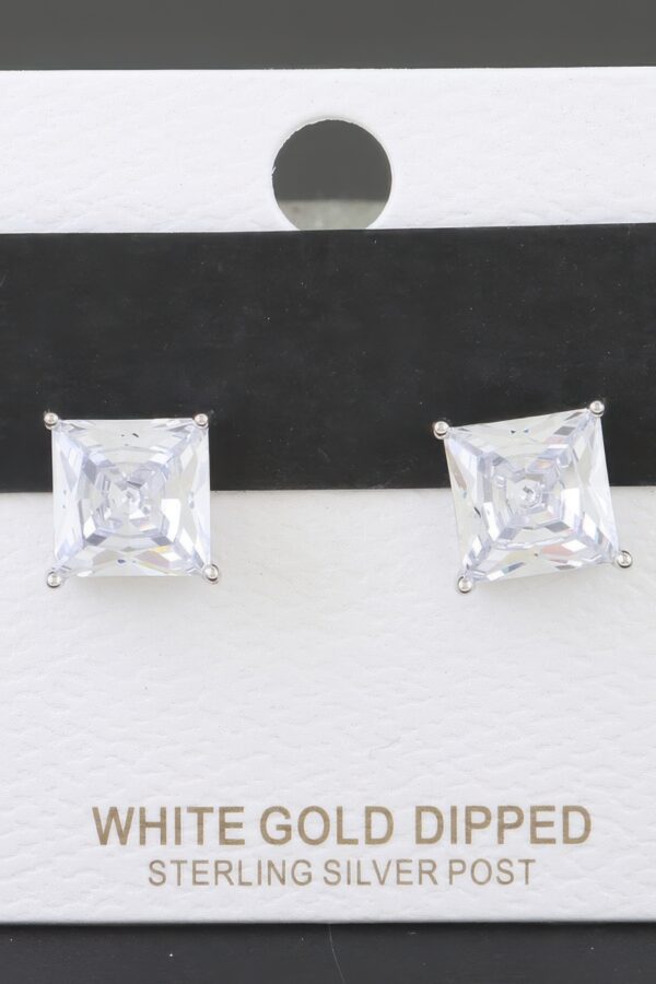 Square-Cut Silver Cubic Zirconia Stud Earrings