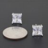 Square-Cut Silver Cubic Zirconia Stud Earrings
