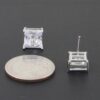 Square-Cut Silver Cubic Zirconia Stud Earrings