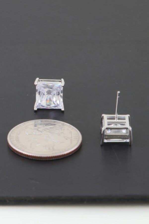 Square-Cut Silver Cubic Zirconia Stud Earrings