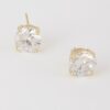 Square-Cut Silver Cubic Zirconia Stud Earrings