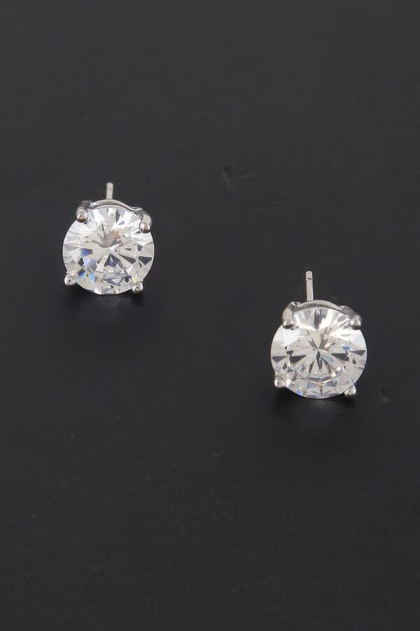 Square-Cut Silver Cubic Zirconia Stud Earrings