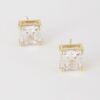 Square-Cut Silver Cubic Zirconia Stud Earrings