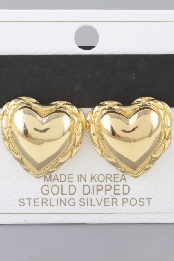 Polished Gold-Dipped Braided Heart Stud Earrings