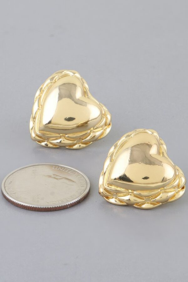 Polished Gold-Dipped Braided Heart Stud Earrings
