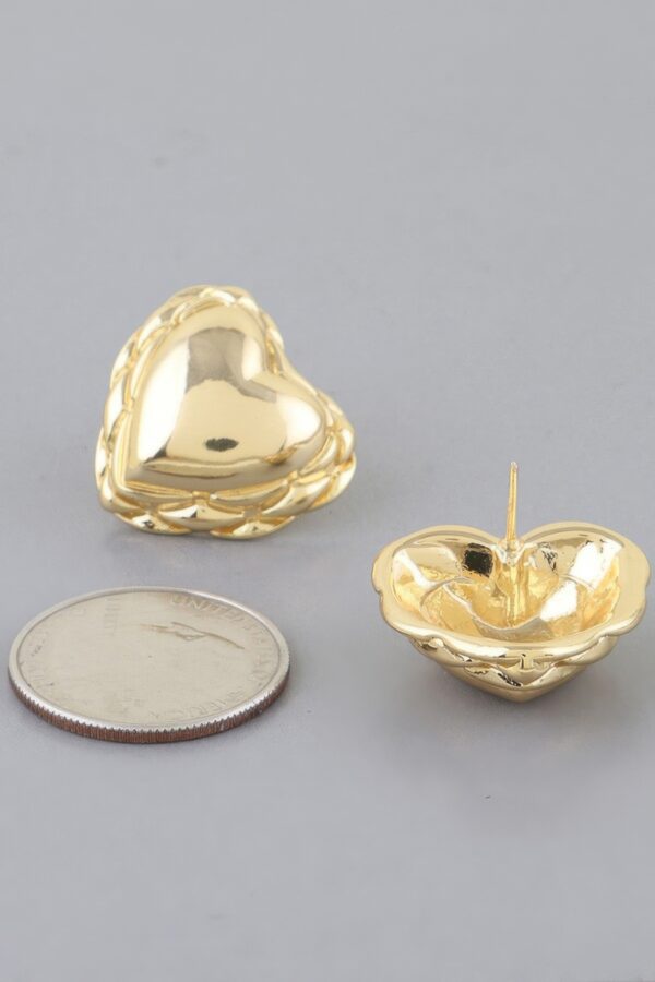 Polished Gold-Dipped Braided Heart Stud Earrings