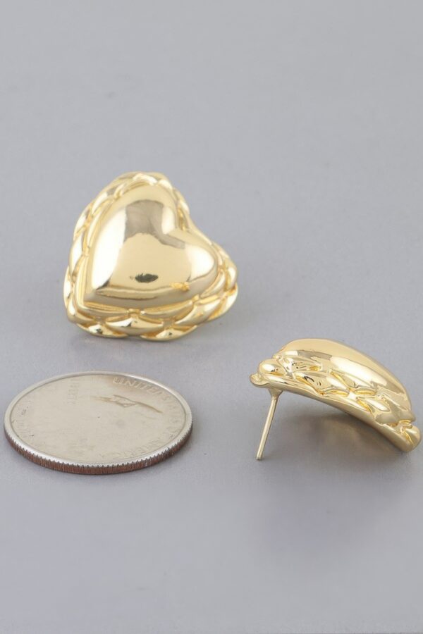 Polished Gold-Dipped Braided Heart Stud Earrings