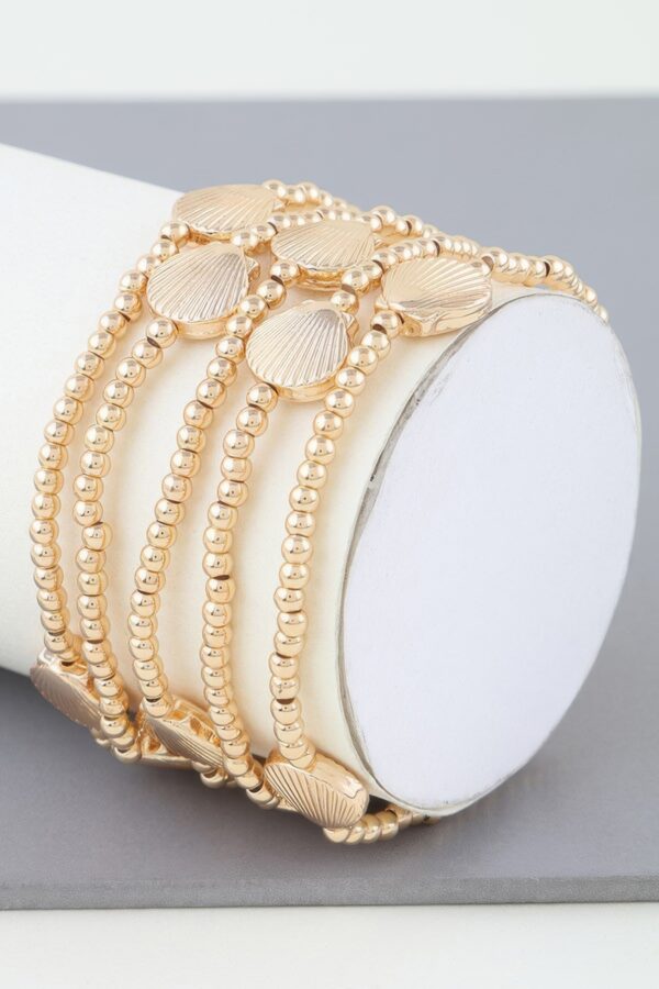 Shiny Seashell Gold-Tone Beaded Bracelet