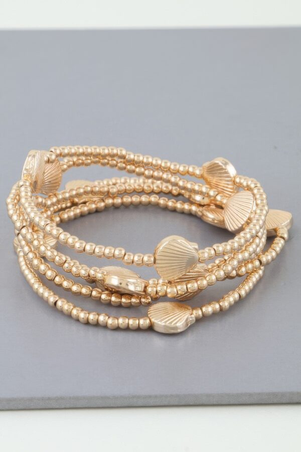 Shiny Seashell Gold-Tone Beaded Bracelet