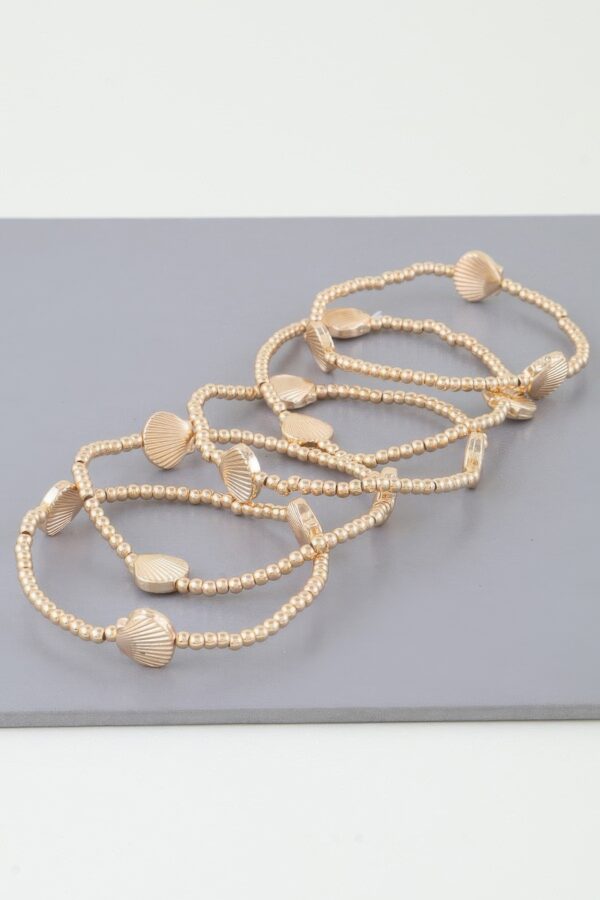 Shiny Seashell Gold-Tone Beaded Bracelet