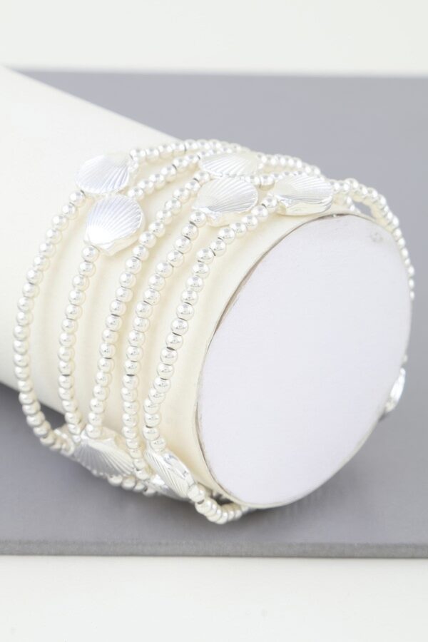 Shiny Seashell Gold-Tone Beaded Bracelet