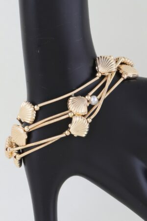 Gold-Tone Seashell Coil Wrap Bracelet