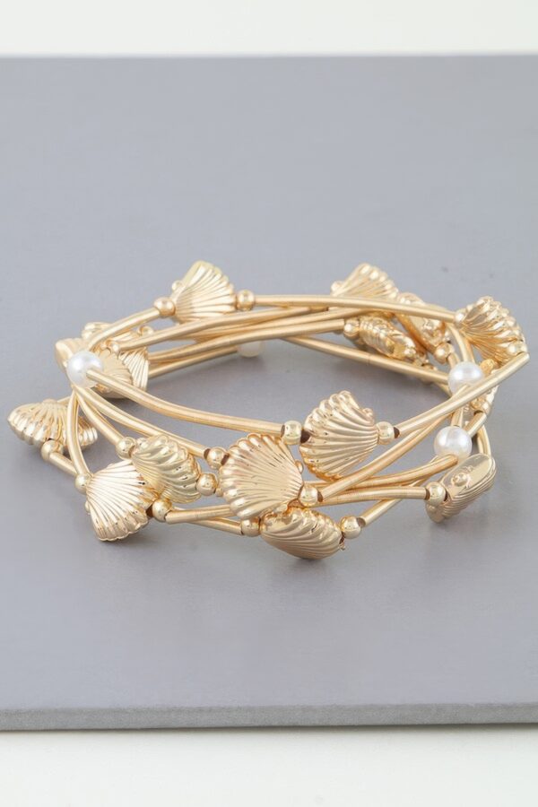 Gold-Tone Seashell Coil Wrap Bracelet
