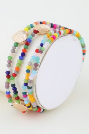 Multi-Strand Seashell Beaded Coil Bracelet