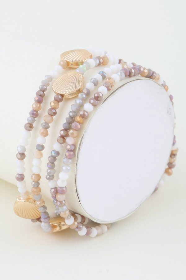 Multi-Strand Seashell Beaded Coil Bracelet