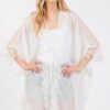 Floral Lace Sheer Poncho Cover-Up – White