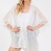 Floral Lace Sheer Poncho Cover-Up – White