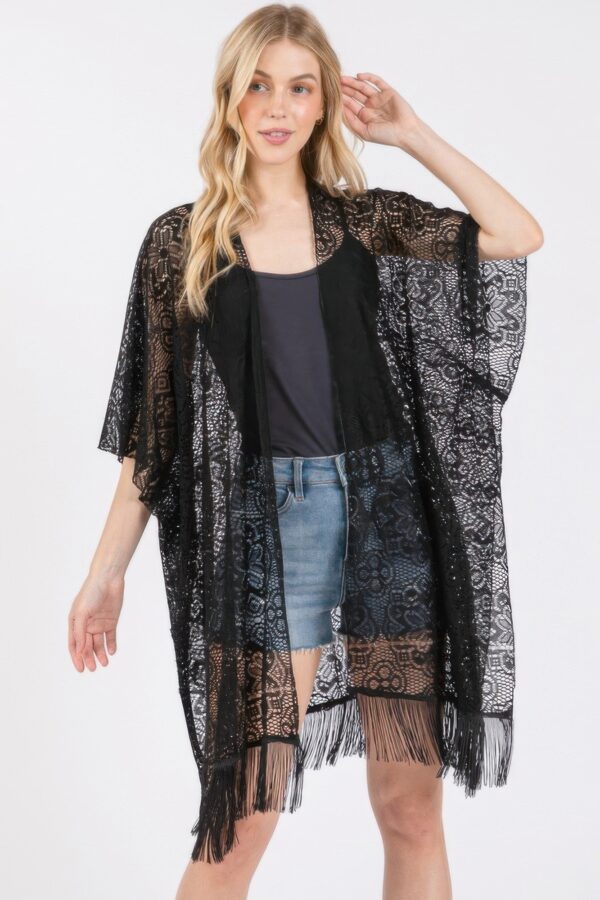 Floral Crochet Lace Tassel Beach Cover-Up