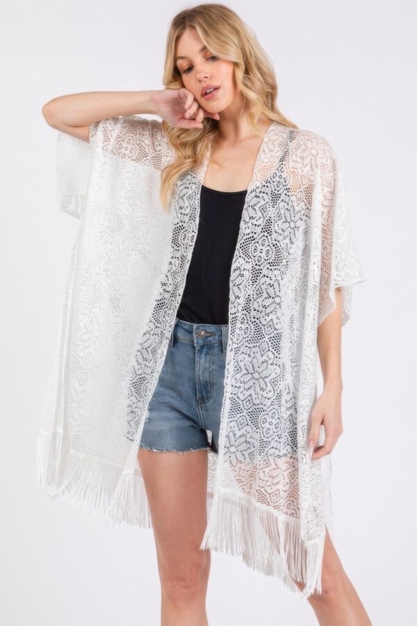 Floral Crochet Lace Tassel Beach Cover-Up