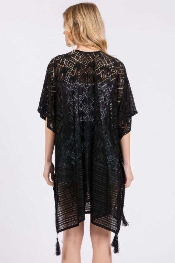 Geometric Tassel Crochet Cover-Up – Black