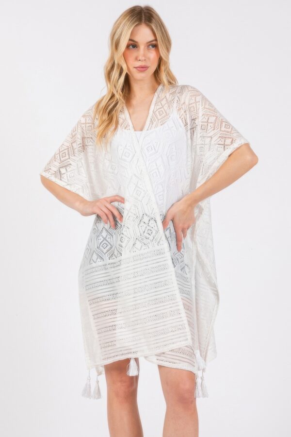 Geometric Tassel Crochet Cover-Up – Black