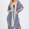 Two-Tone Striped Kimono Cover-Up – Lightweight Beach Wrap