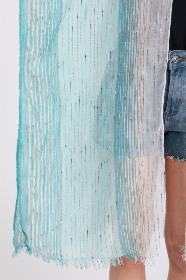 Two-Tone Striped Kimono Cover-Up – Lightweight Beach Wrap